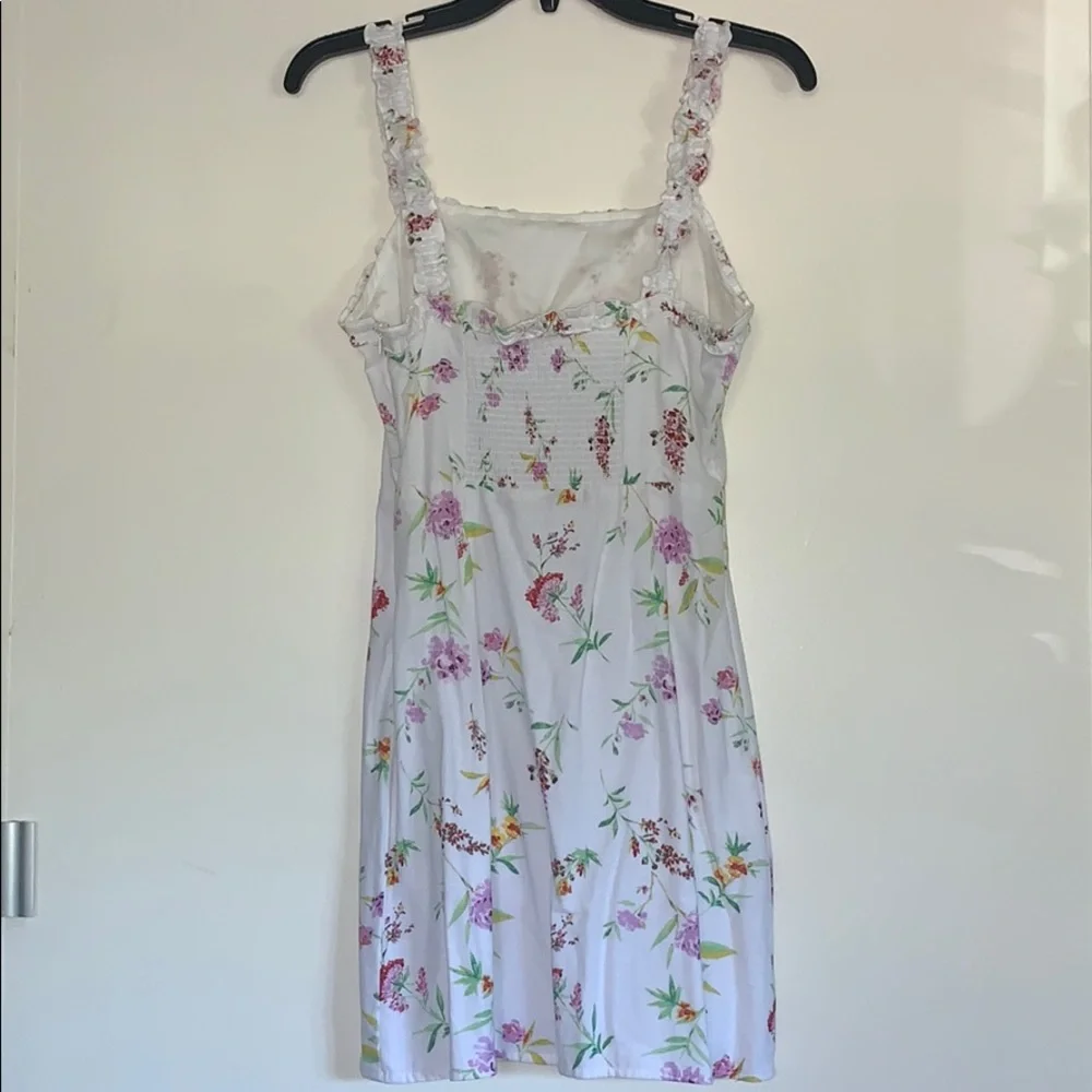 LA Hearts Linen Ruffle White Floral Spring Mini Dress - Picture 7 of 11